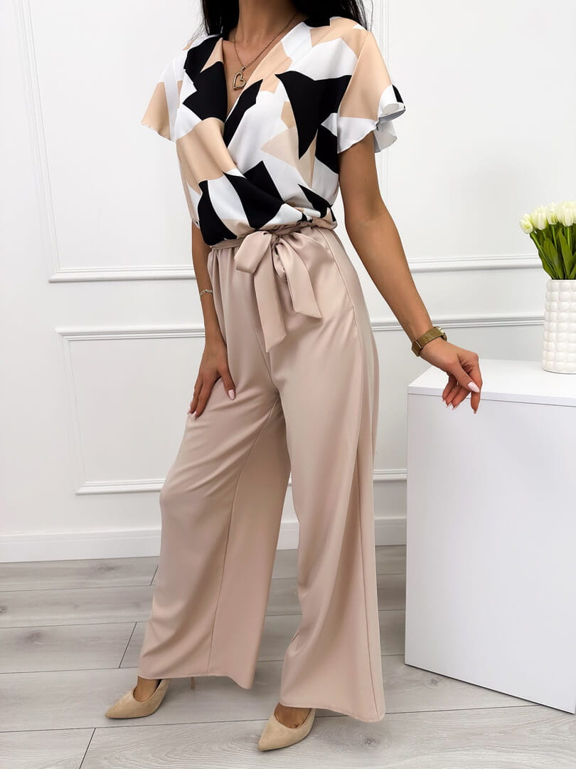 kombinezon bezowy damski elegancki 12284a-2 modnakiecka