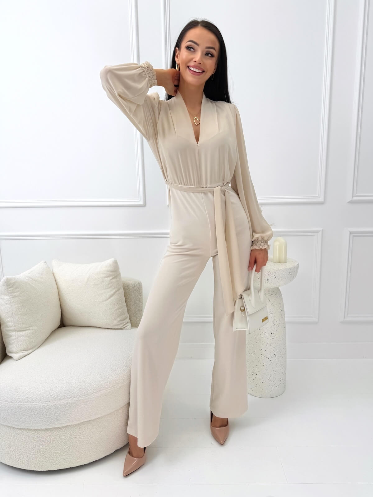 kombinezon bezowy elegancki 14700-197-A modnakiecka